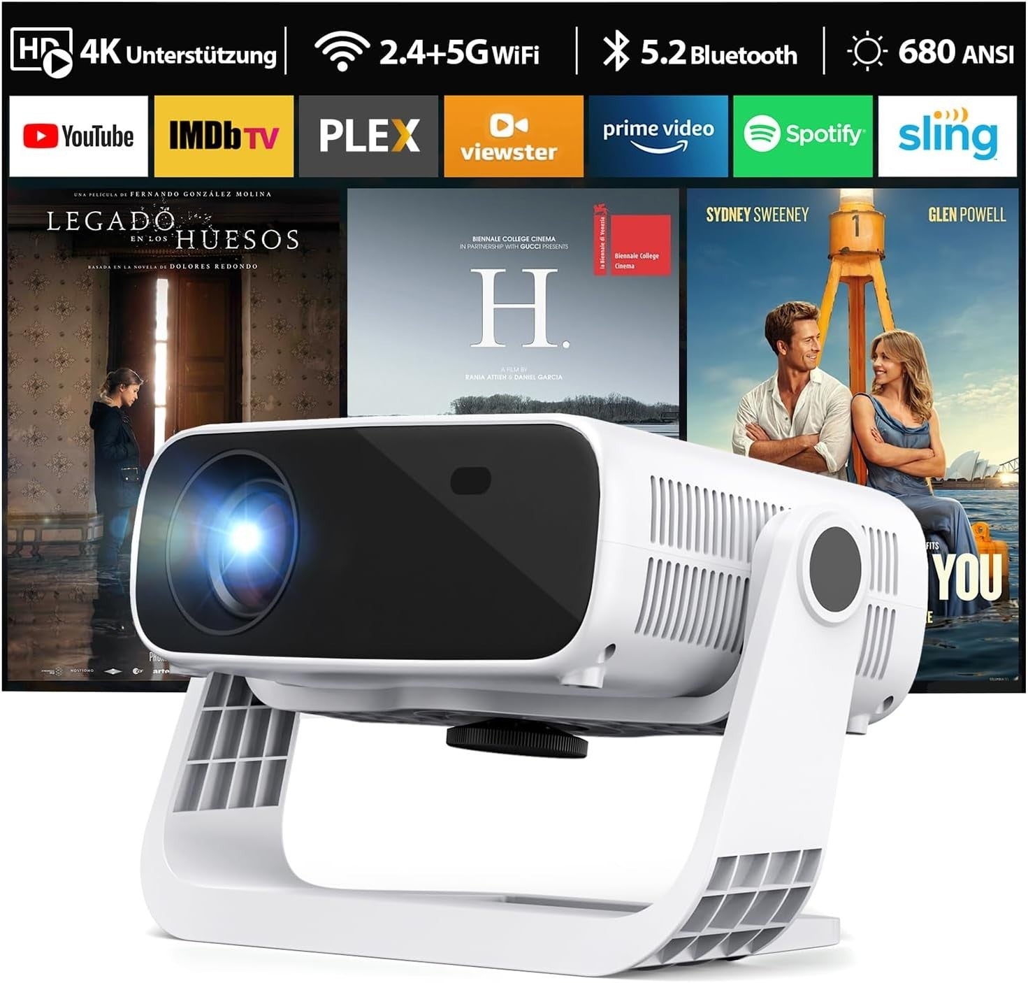 Android 11 Smart Projector 1080P WiFi 6 Bluetooth 28000 Lumens