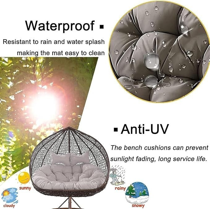 2 Seater Egg Chair Cushion Waterproof Swing Hammock Pad Thick Outdoor Seat