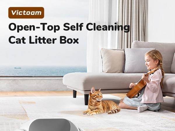 XXL Self Cleaning Cat Litter Box APP Control Quiet Open Top 10L Bin