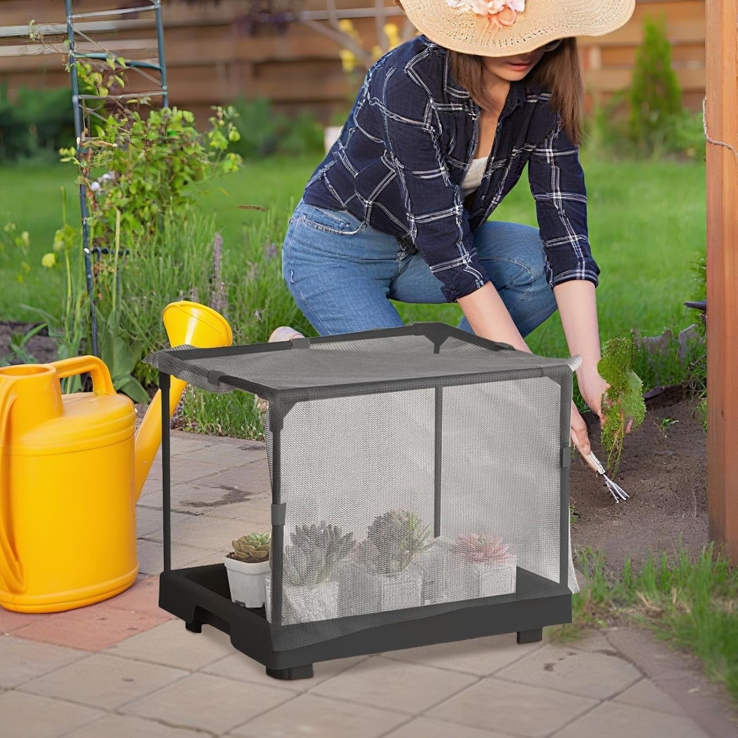 Mini Indoor Greenhouse Mesh Cover Plant Shelter Raised Succulent Grow Box