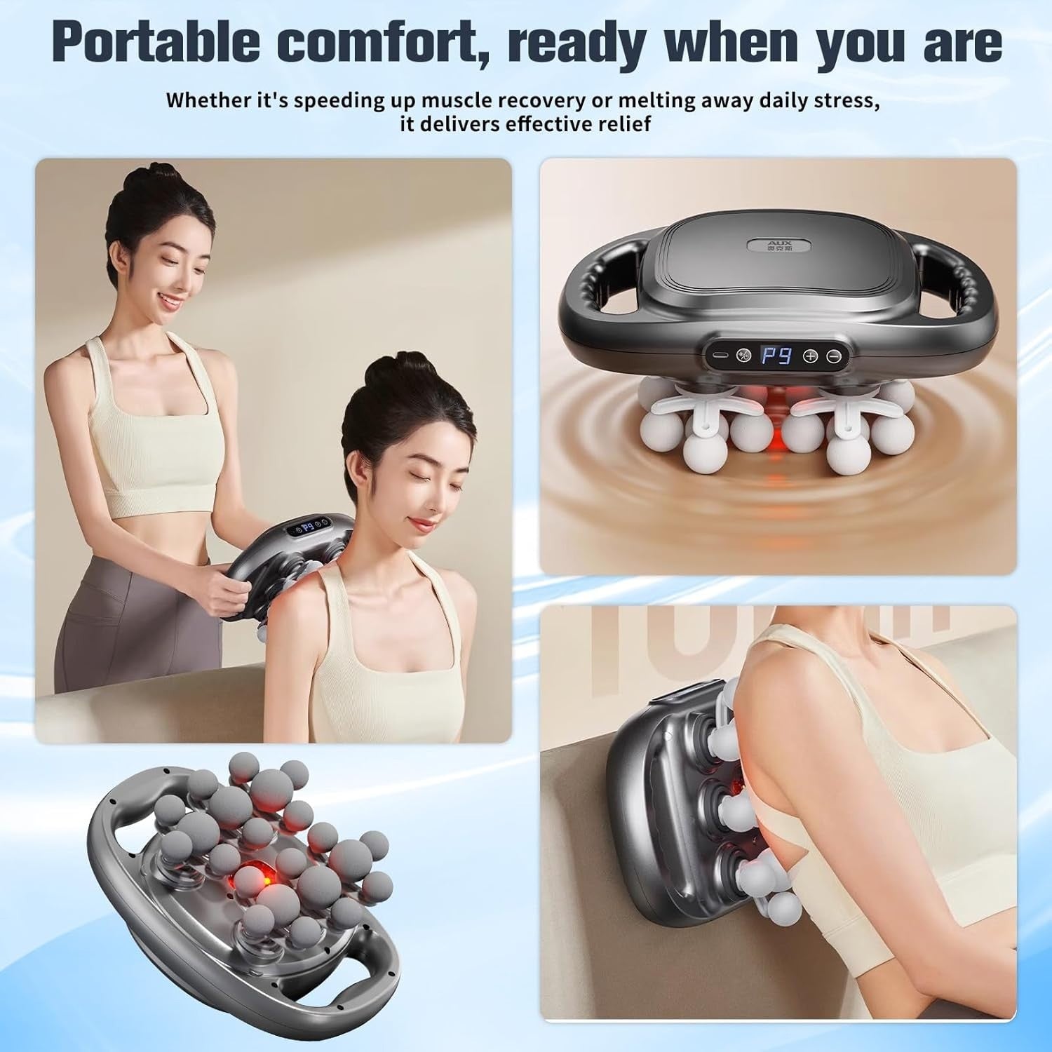 22 Head Deep Tissue Massage Gun Red Light Therapy Cordless Muscle Massager
