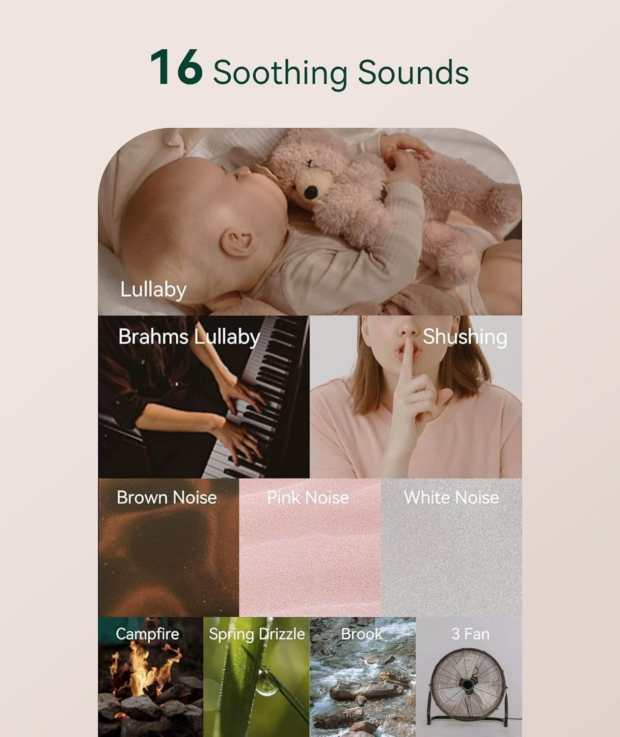 Portable White Noise Machine for Baby & Adults – 16 Soothing Sounds, Travel