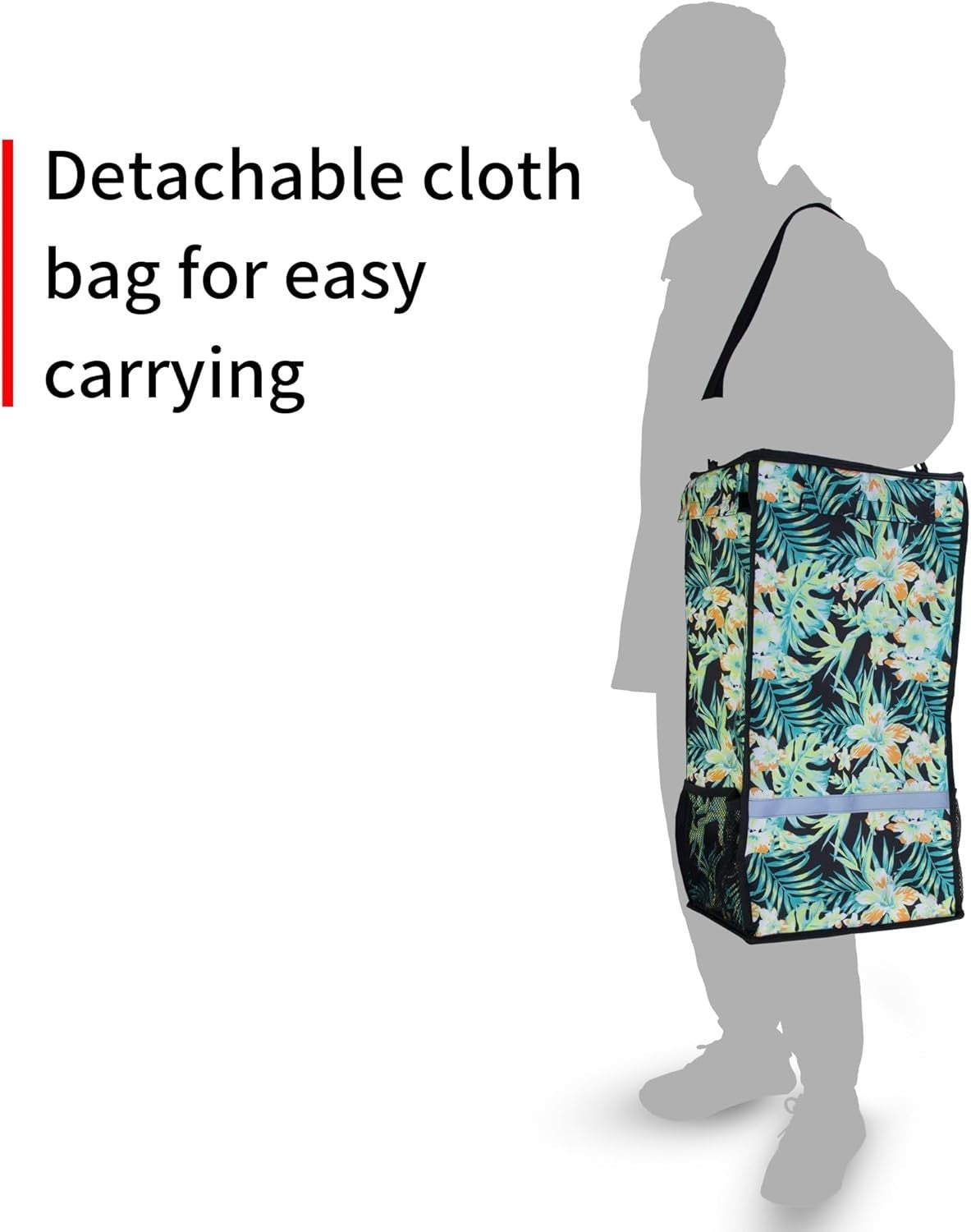 45L Folding Shopping Trolley Lightweight Push Pull Cart Insulated Bag