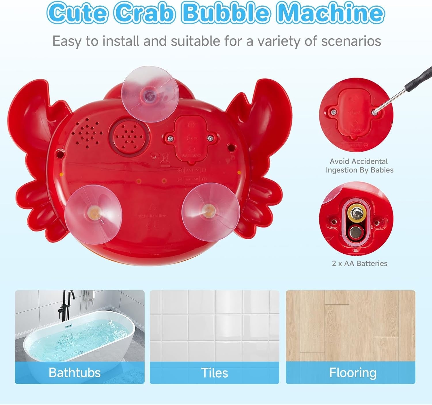 Crab Bath Bubble Machine with Music Baby Toddler Bath Toy Red