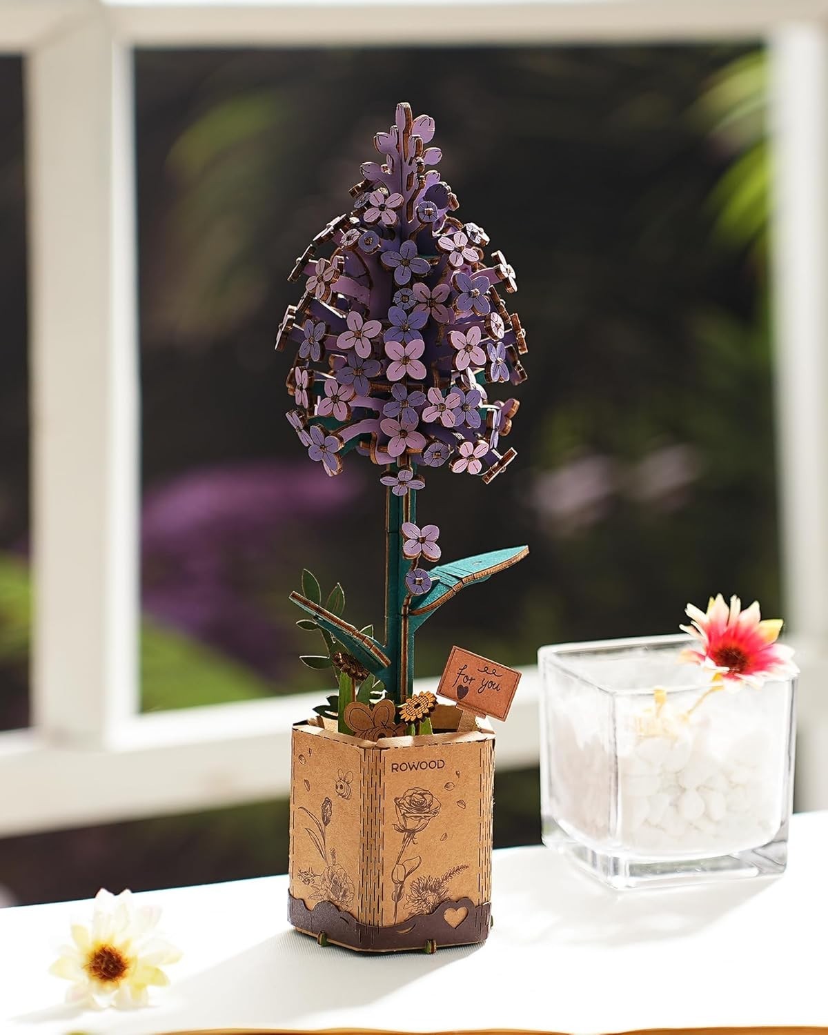 3D Wooden Flower Puzzle Kit DIY - Handmade Floral Decor Craft Gift Set