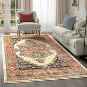Washable Rug 200x290cm Non-Slip Vintage Medallion Soft Area Carpet Olive Pumpkin