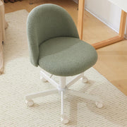 Light Green Velvet Vanity Chair with Back – Small Swivel Office Makeup Seat