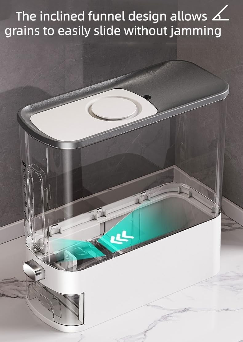 12lb Rice Dispenser Airtight Dry Food Storage w Measuring Cup