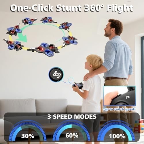 Kids Foam Airplane Drone RC Quadcopter with Auto Hover, 3D Flips & LEDs