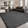 Dark Grey Area Rug 140x200cm Short Pile Washable Anti Slip Living Room