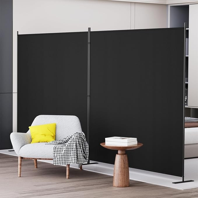 2-Panel Folding Room Divider 6FT Black Privacy Screen Partition Wall Office