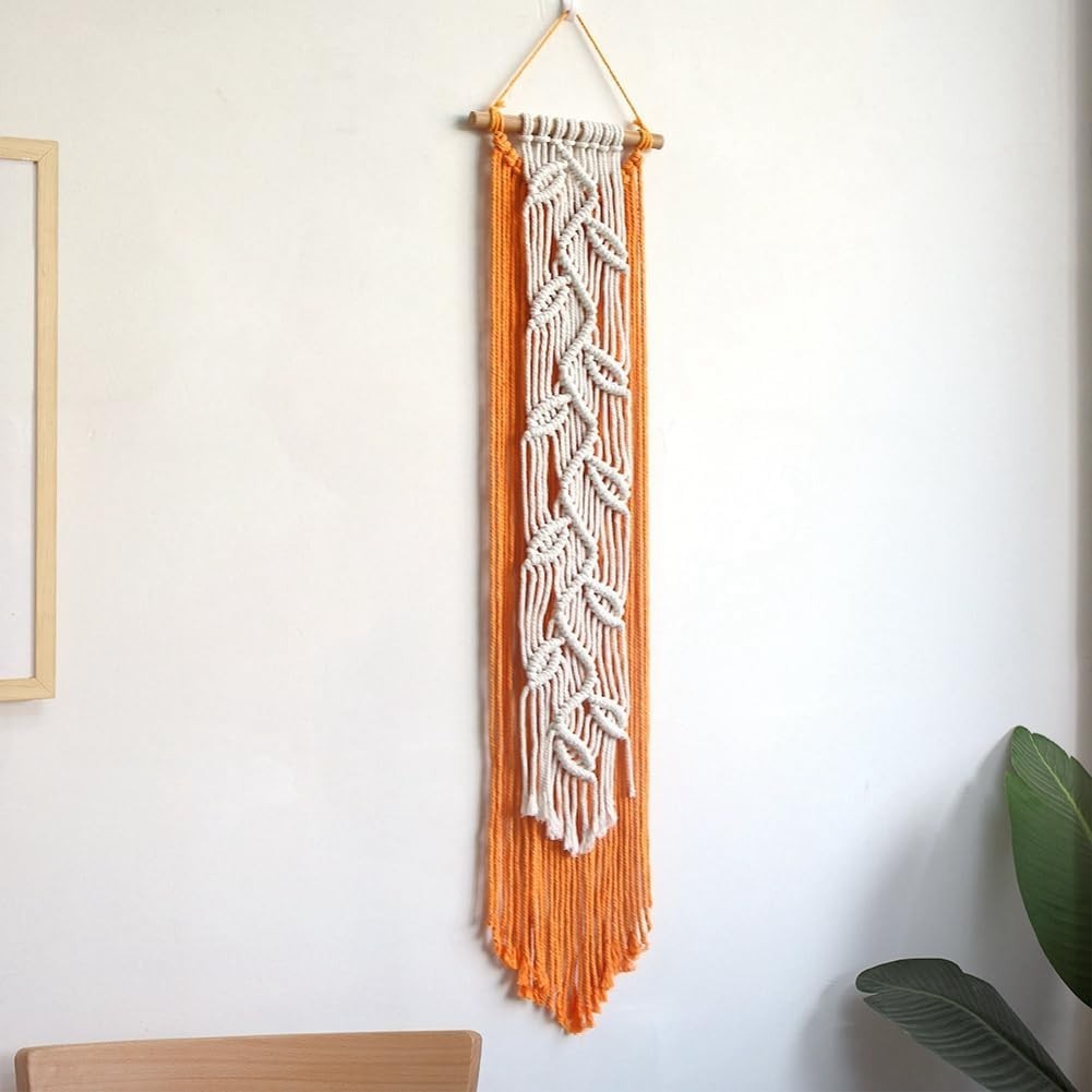 Large Boho Macrame Wall Hanging Nordic Leaf Tapestry