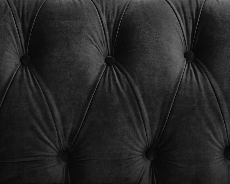 Black Velvet Chesterfield 2 Seater Sofa Tufted Scroll Arm Couch