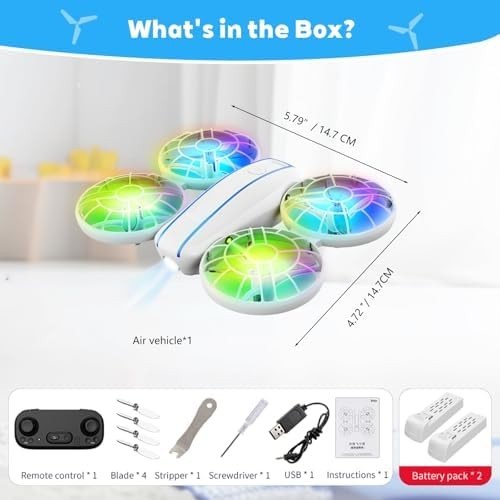 Mini LED RC Drone for Kids 360° Flip Altitude Hold Headless Mode 2 Batteries