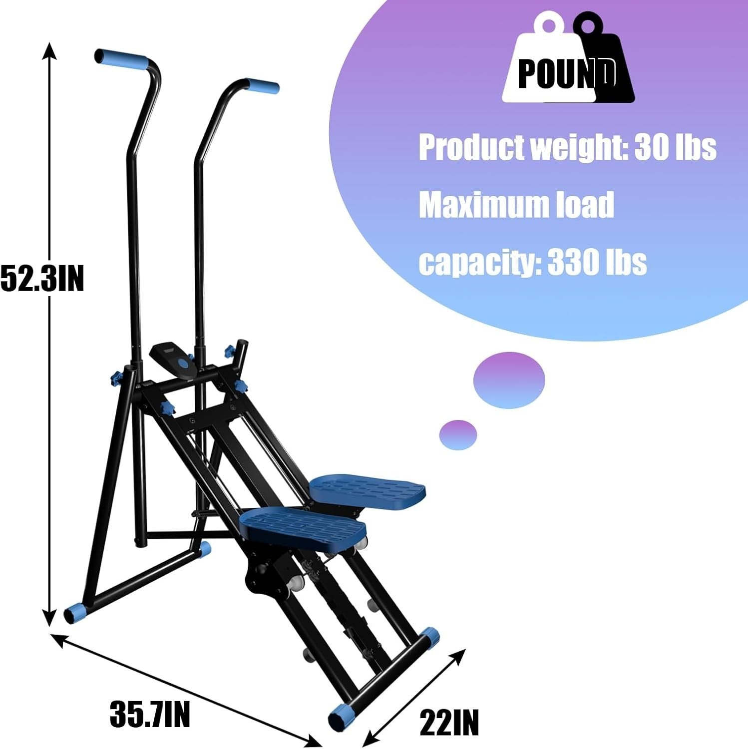 Foldable Stair Stepper Machine for Home w/ Adjustable Speed & Handle