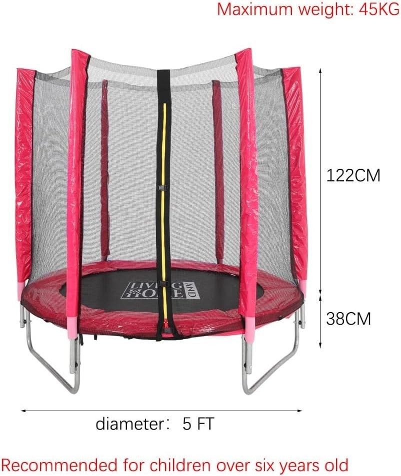 5FT Kids Trampoline Safety Enclosure Net Indoor Outdoor Jumping Mat