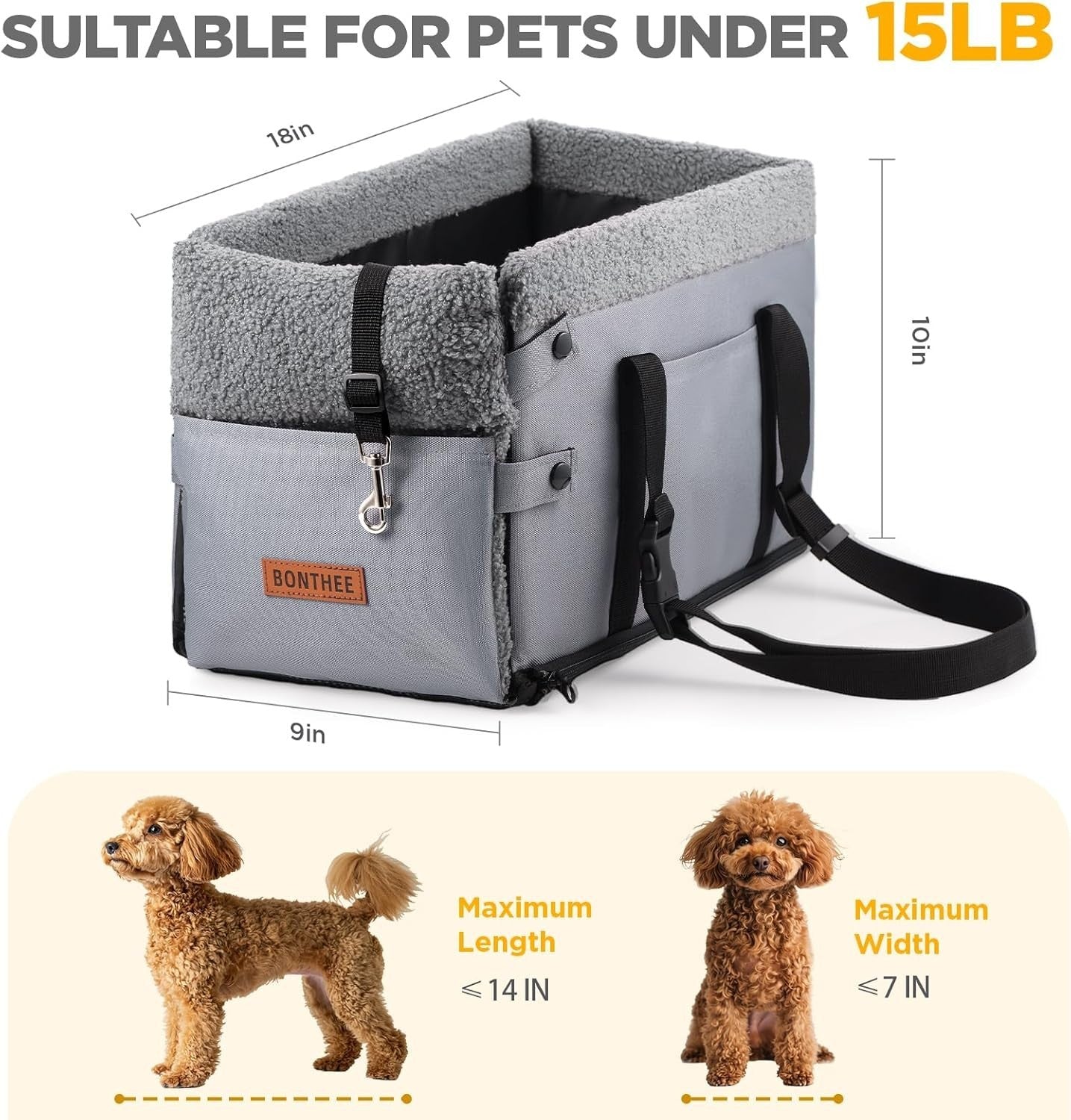 Dog Booster Seat Centre Console Pet Travel Carrier Safety Harness
