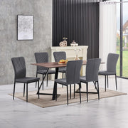 Modern Velvet Dining Table & 6 Chairs Set, Oak 150x80x75cm, Grey Comfort