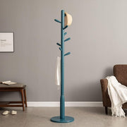Blue Wooden Freestanding Coat Rack with 9 Hooks | Modern Hall Stand for Home
