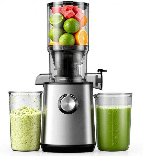 Cold Press Juicer 110mm Wide Chute Whole Fruit Slow Self Feeding Easy Clean