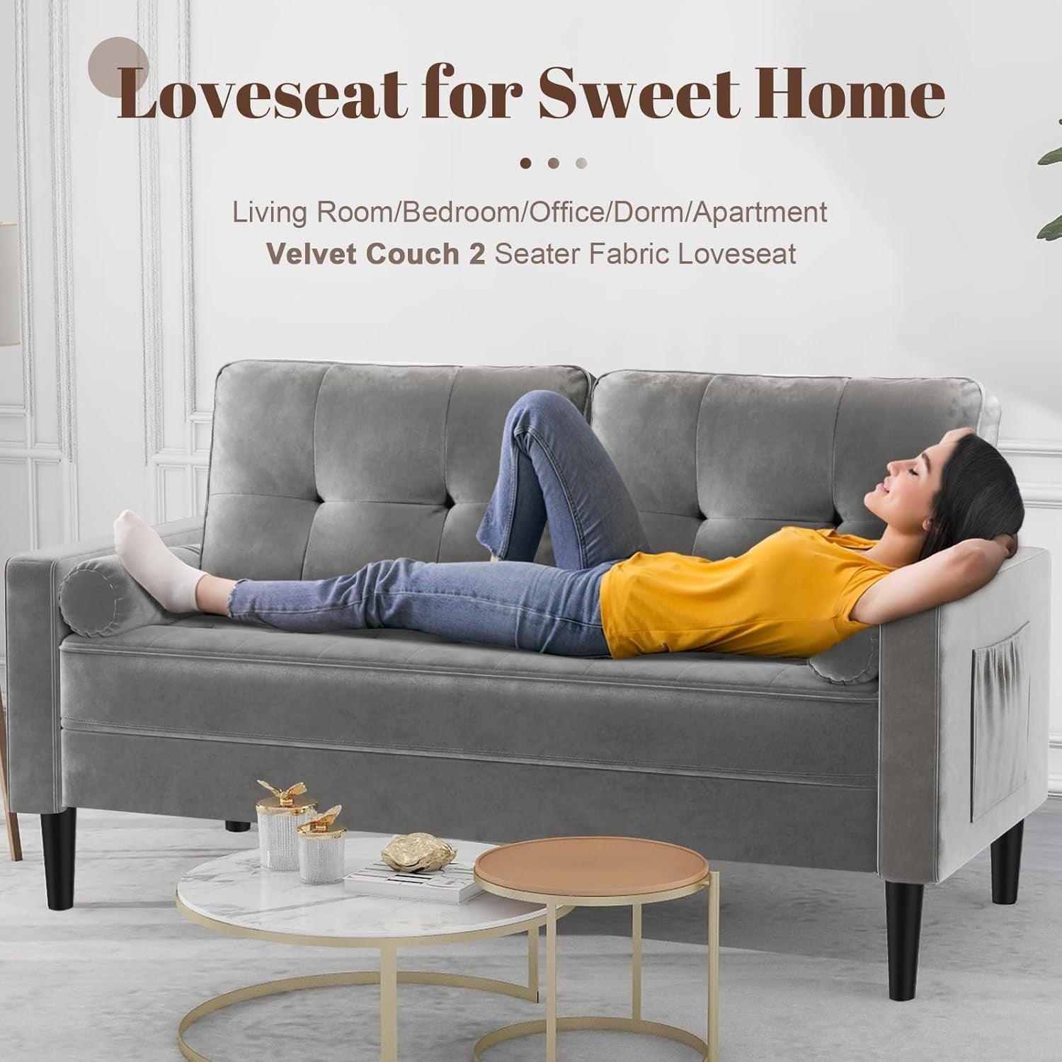 2 Seater Sofa Bed Light Grey| Comfy Small Couch for Lounge, Flat, Bedroom