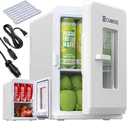 15L Mini Fridge Cooler & Warmer 21 Can Portable Small Fridge White