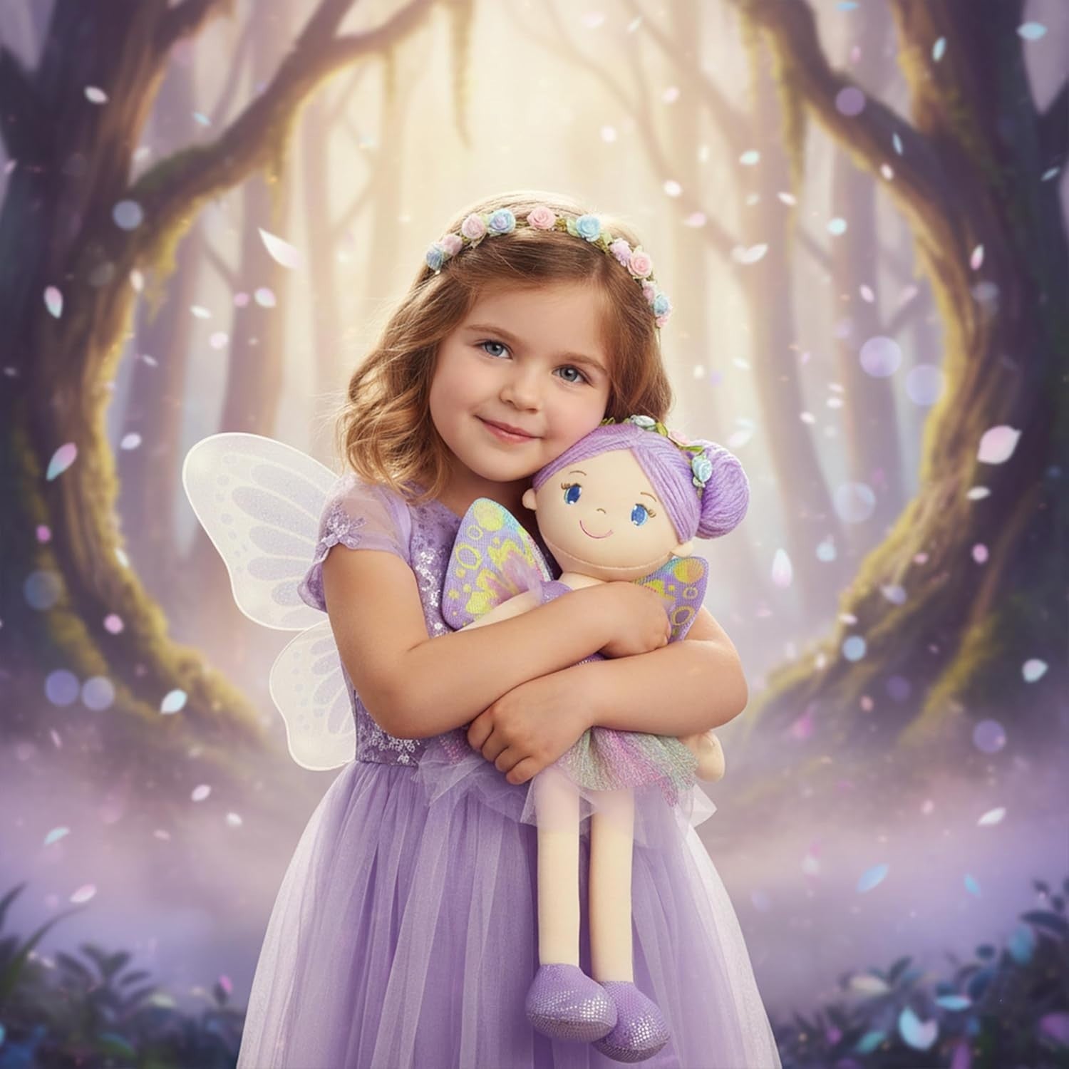 Enchanted Fairy Doll 40cm Plush Soft Toy Glowing Wings Toddler Gift