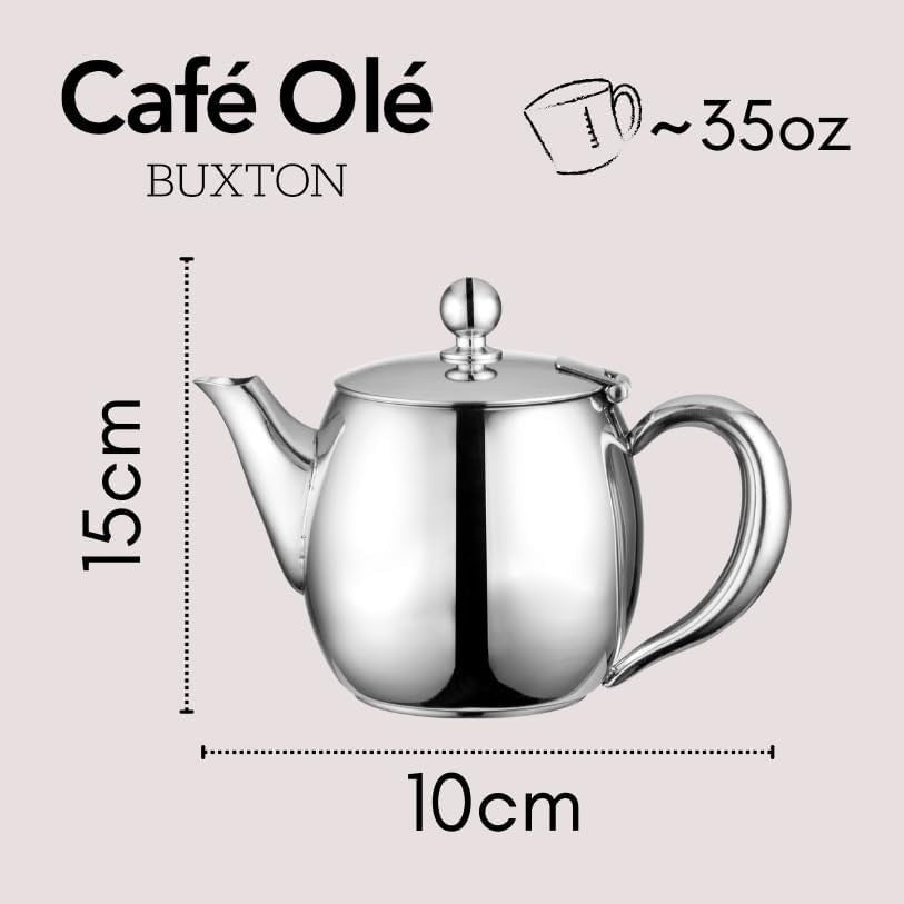 Stainless Steel Teapot 1L Tea Pot Stay Cool Handle Drip Free Spout