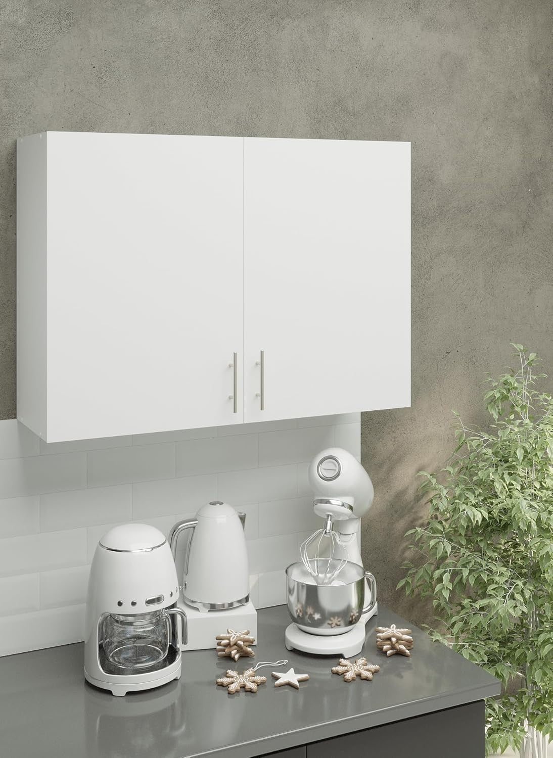 100cm White Wall Cabinet Cupboard Storage Unit Modern Matt Kitchen Doors
