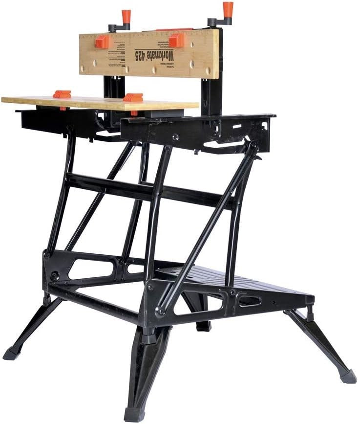 Heavy Duty Folding Workbench 550lb Capacity with One-Hand Clamp & Vertical Jaw