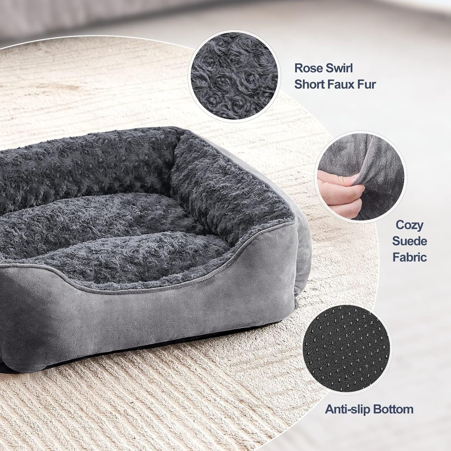 XXL Calming Dog Bed 106x80x23cm Washable Plush Non Slip