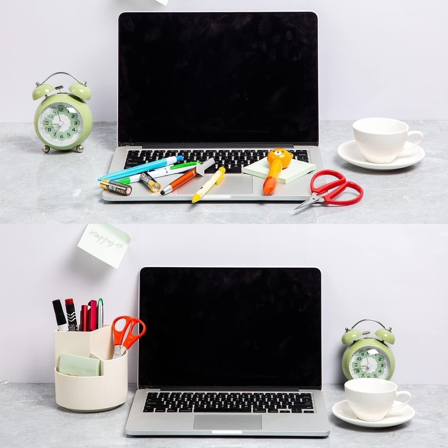 360° Spinning Desk Organizer Pen Pencil Holder 3-Slot Desktop