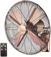 18" Retro Wall Fan 3-Speed Metal Industrial Oscillating Cooling w Remote Control