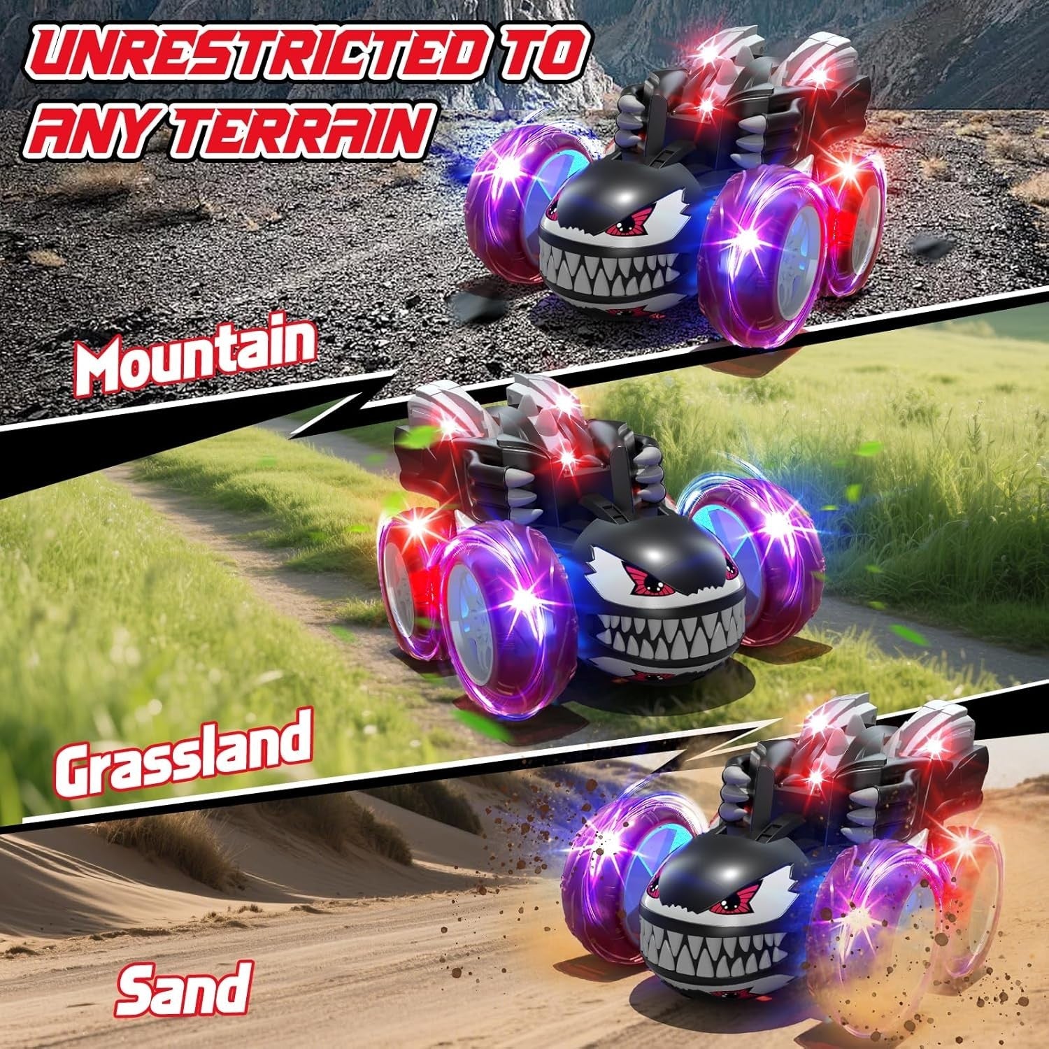2.4GHz RC Stunt Car 360° Flip Fast 4WD Truck Lights Rechargeable Toy Gift Kids 3