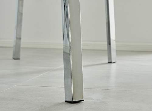 Modern Clear Glass Dining Table Rectangular Chrome Metal Legs