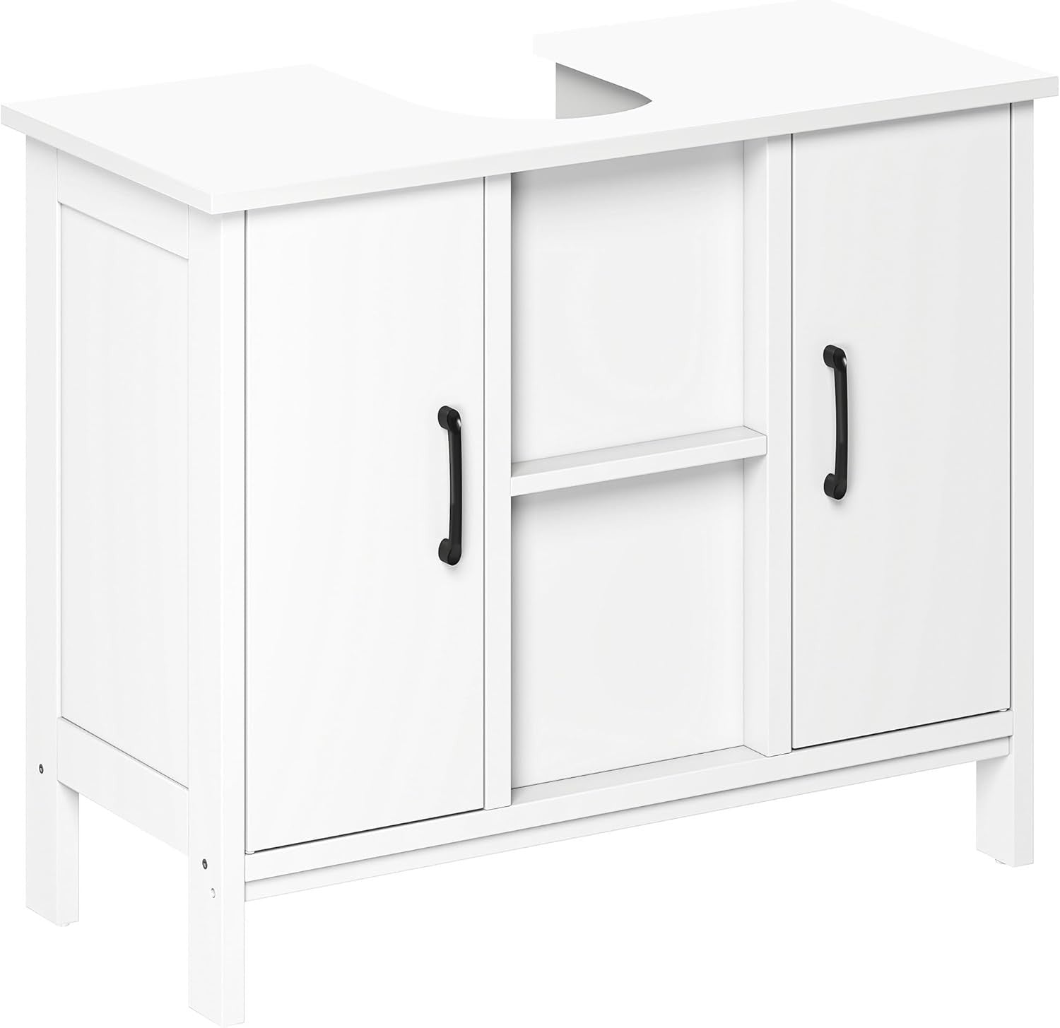 Under Sink Bathroom Cabinet White Storage Unit – 2 Doors, Slim Design, 70x30x60