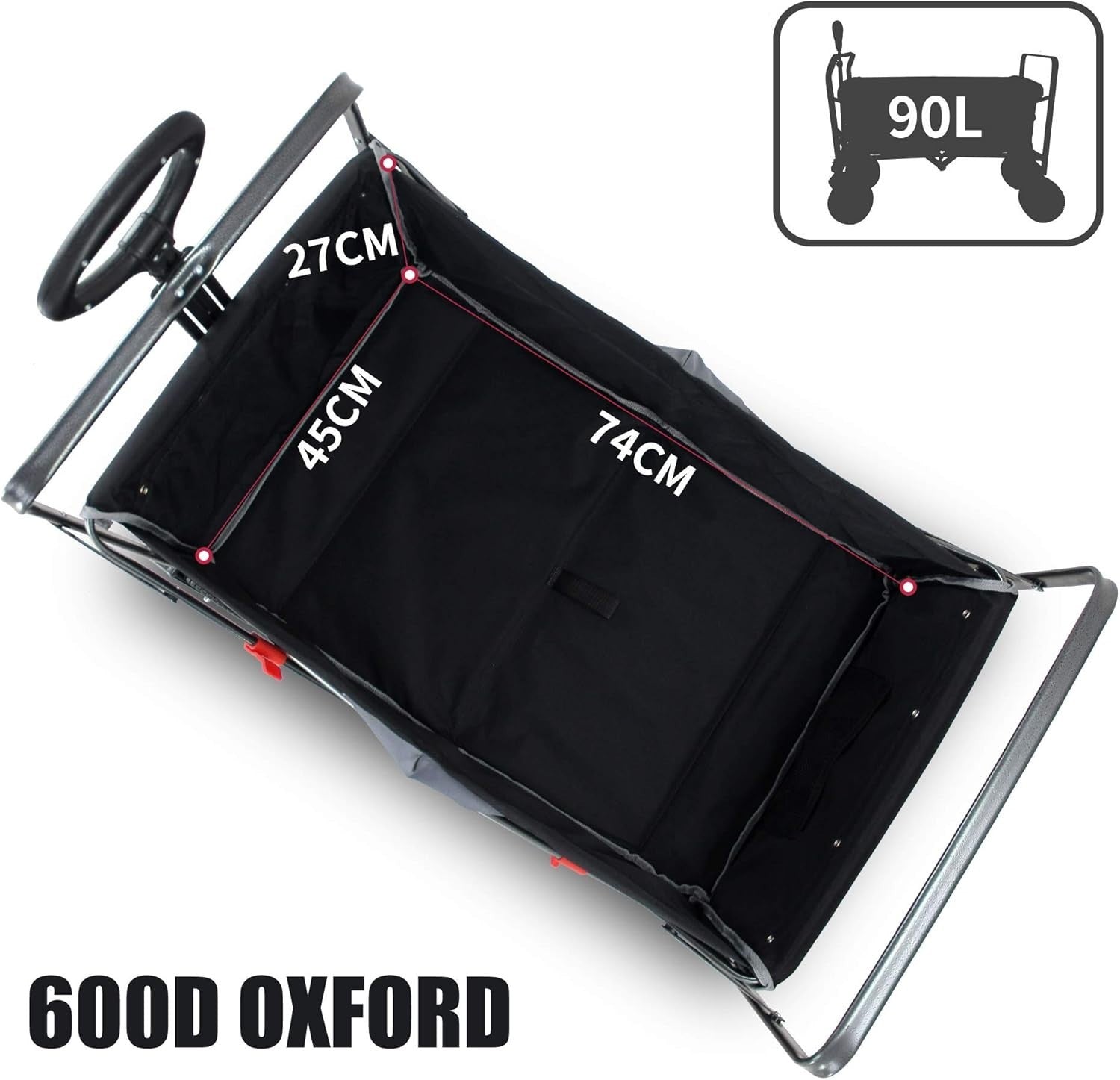Heavy Duty All-Terrain Folding Wagon 120kg Collapsible Garden Cart w/ Wide Wheel