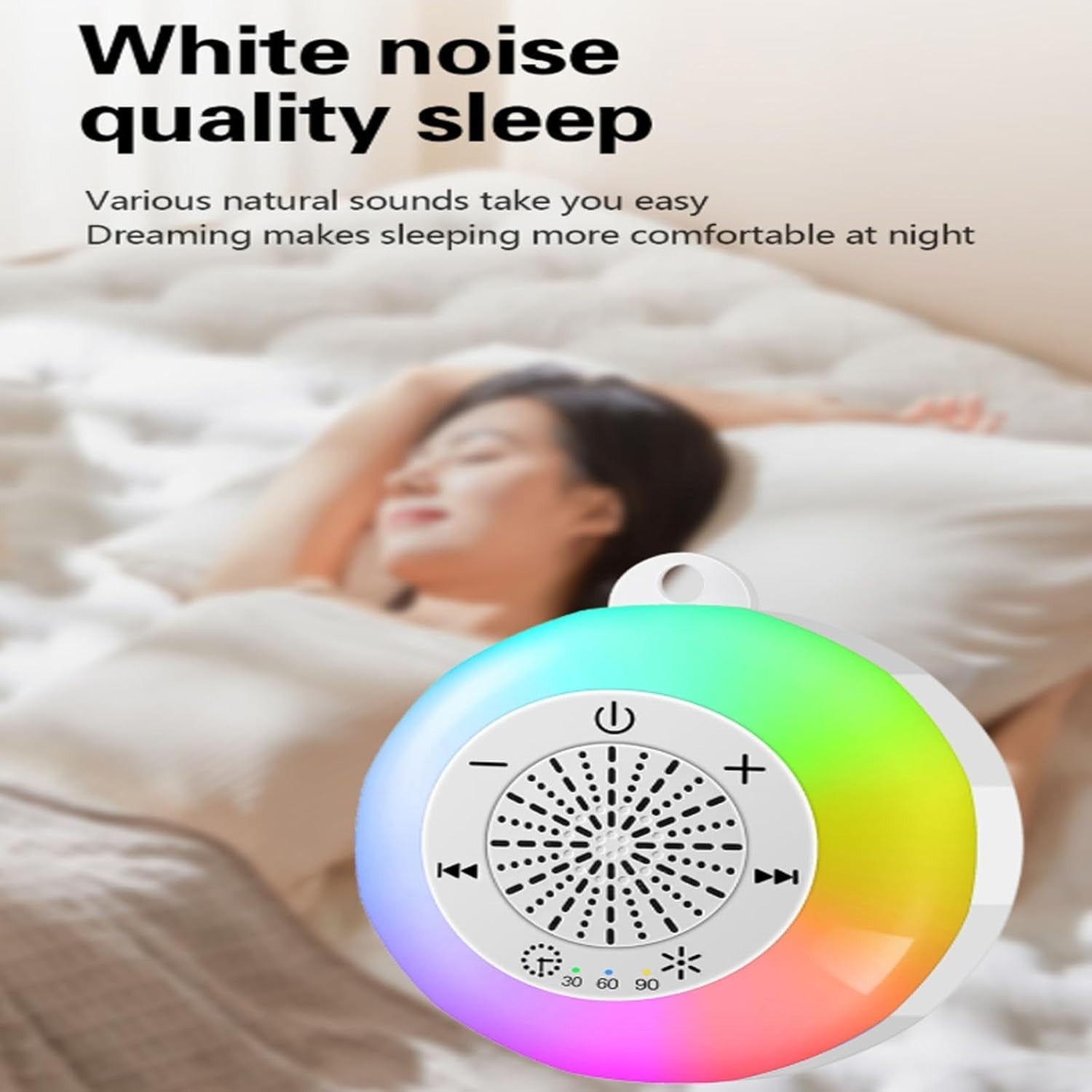 Portable White Noise Machine 22 Sounds Night Light Baby Kids Adults Sleep