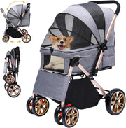 Dog Stroller 22kg Folding Pram Large Wheels Travel Pushchair Storage