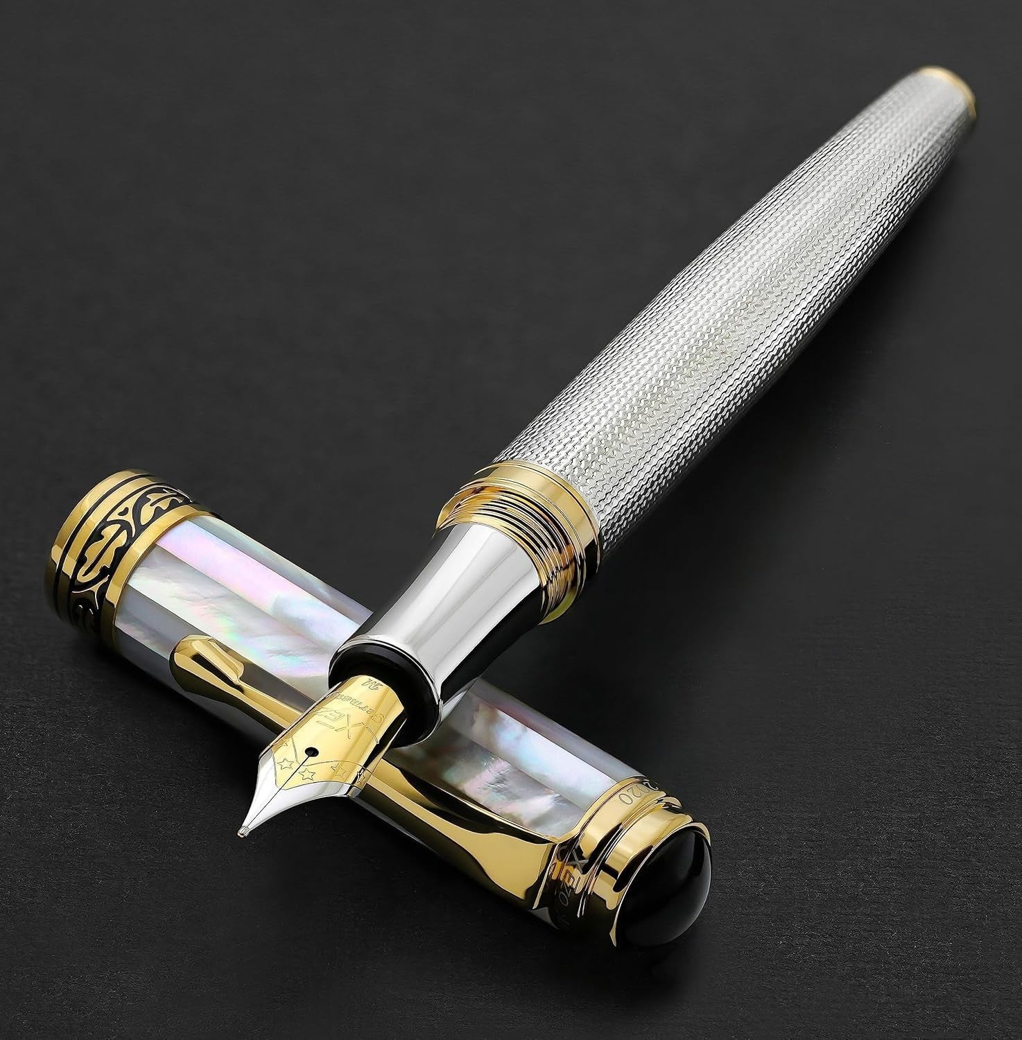 Luxury White Mother of Pearl Fountain Pen Medium Nib Refillable 148mm