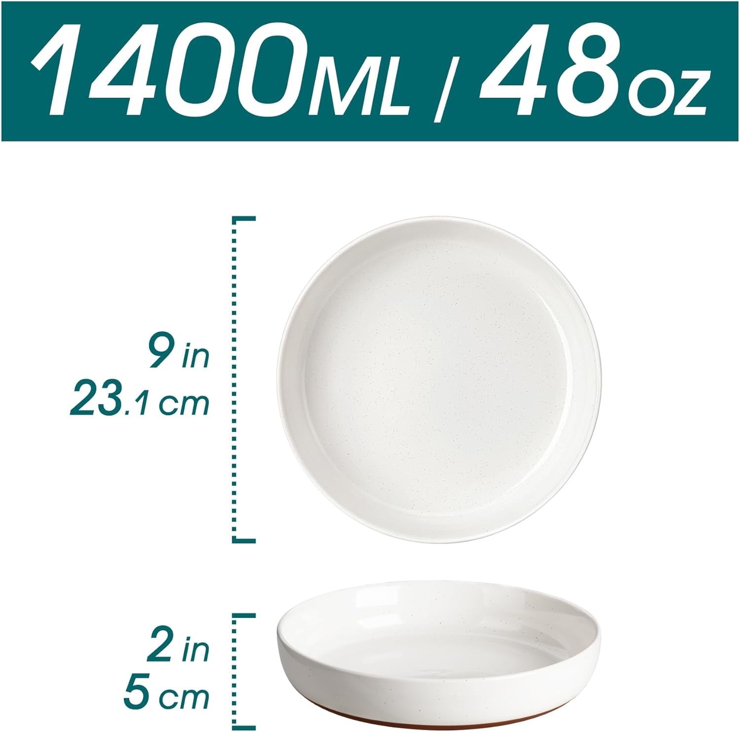 Large Pasta Bowls Set of 6 Ceramic Soup Bowls 48oz 9in Microwave Safe