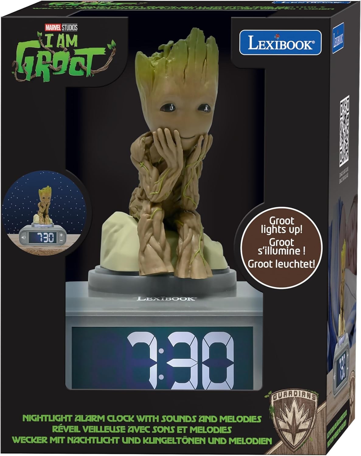 Kids Alarm Clock Night Light LED Display Snooze Sounds Gift