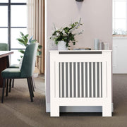 Large White Radiator Cover Cabinet 92cm MDF Horizontal Slat Heater Unit Shelf