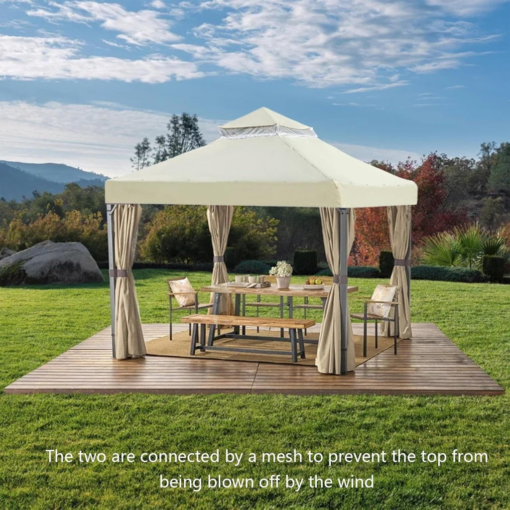 10x10Ft Double Layer Gazebo Canopy Waterproof Outdoor Patio Cover