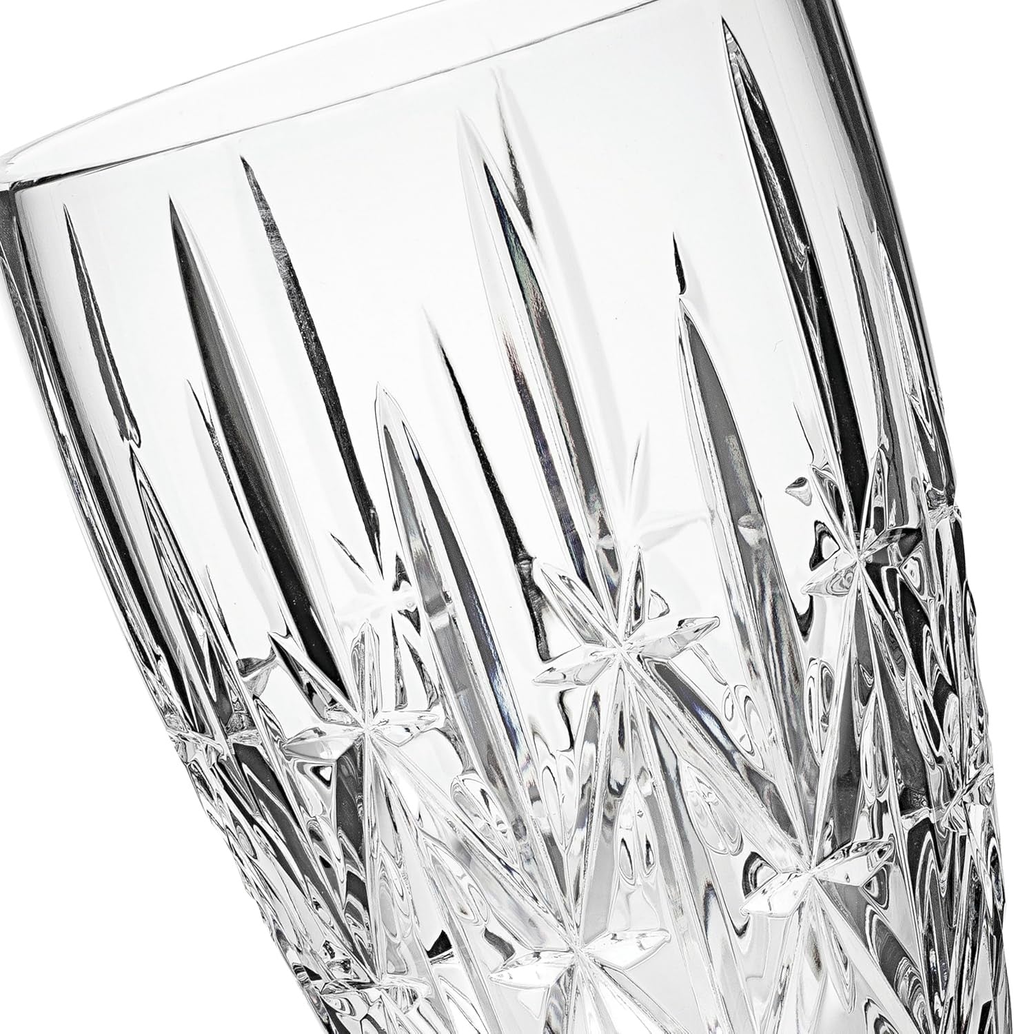23cm Crystal Glass Flower Vase Tall Clear Cut Design Luxury Table Centrepiece