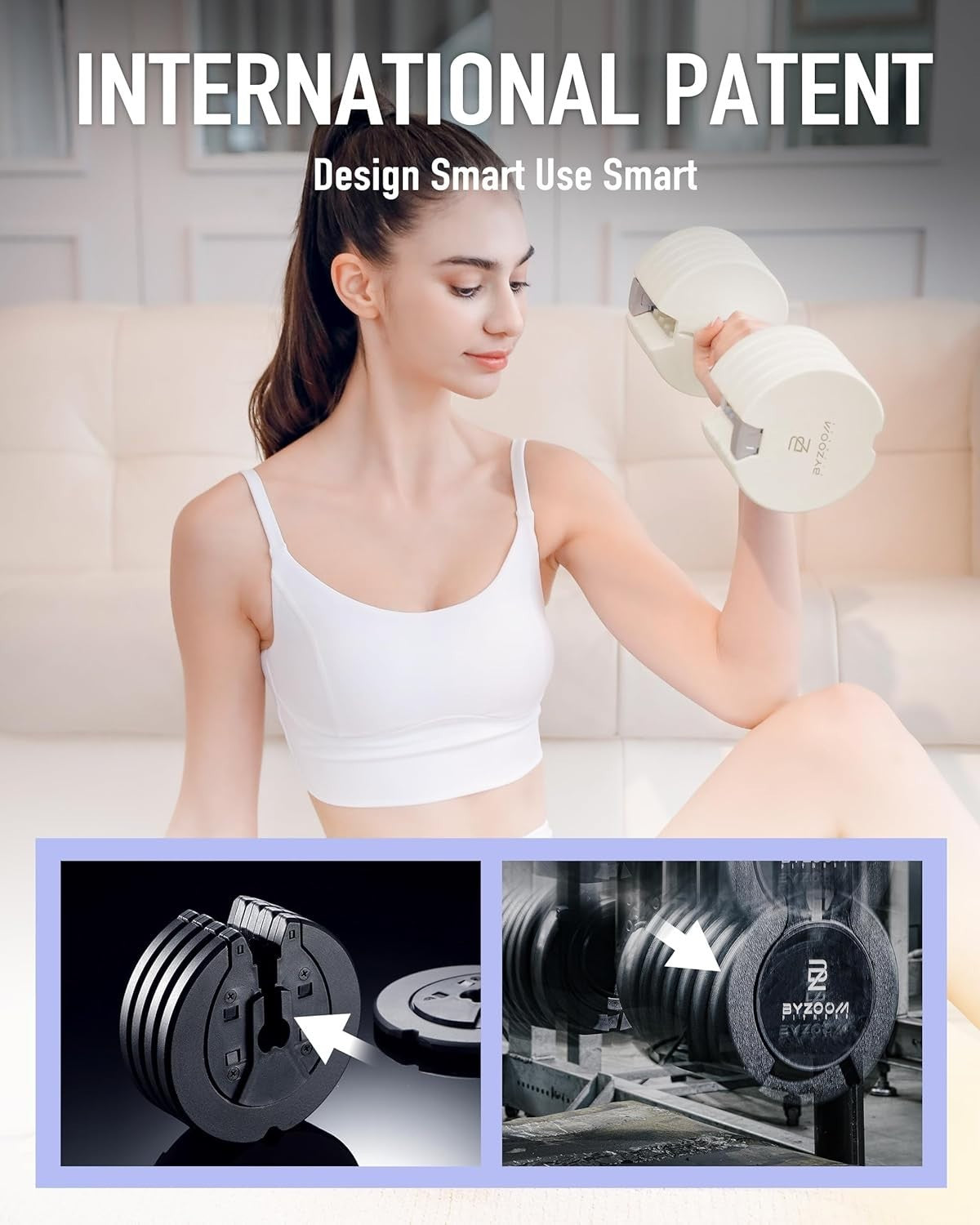12.5lb Smart Adjustable Dumbbells Pair 5-in-1 Non Slip Home Workout