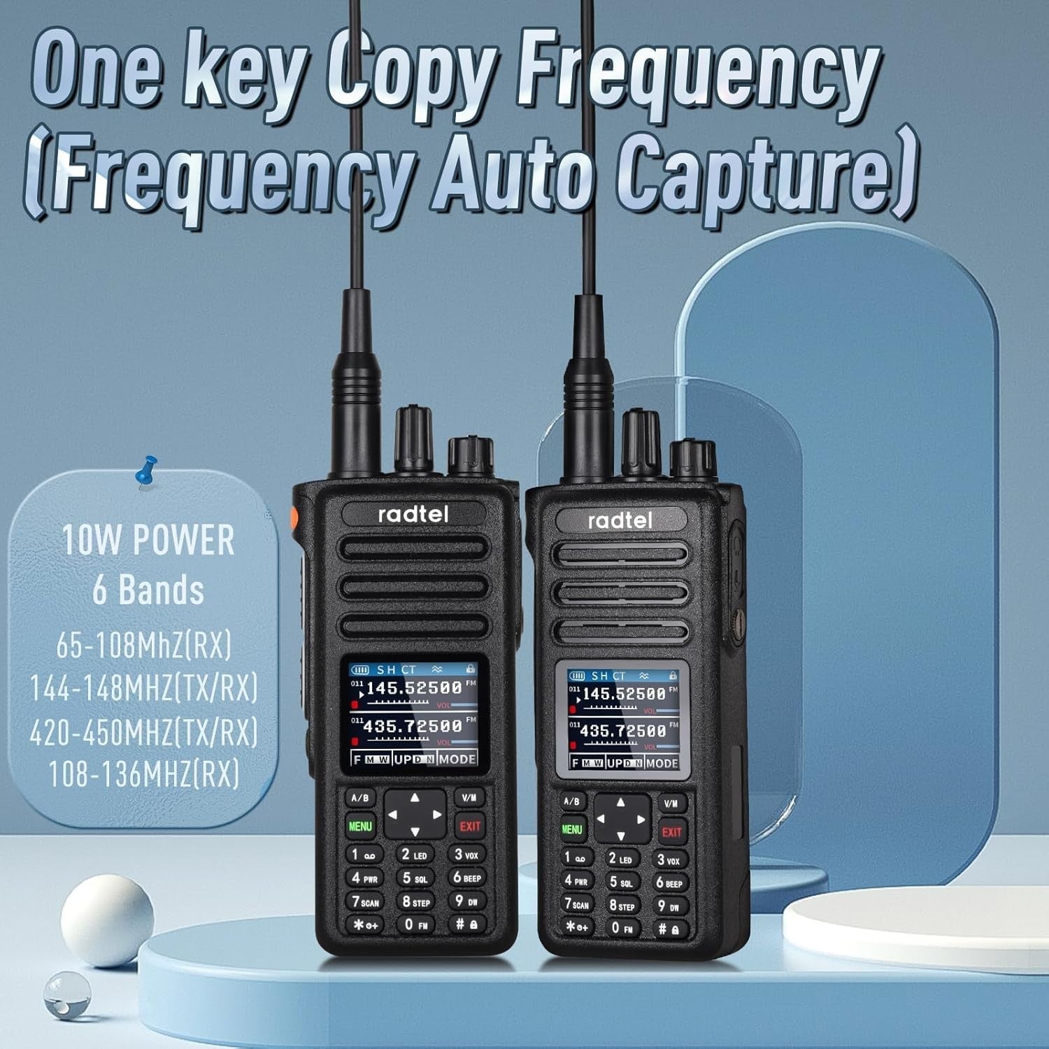 10W Ham Radio Air Band Walkie Talkie Long Range NOAA USB-C 199CH