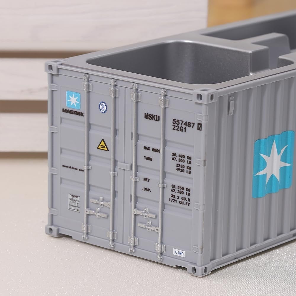 Desk Organiser Shipping Container Pen Holder Office Storage Box Grey