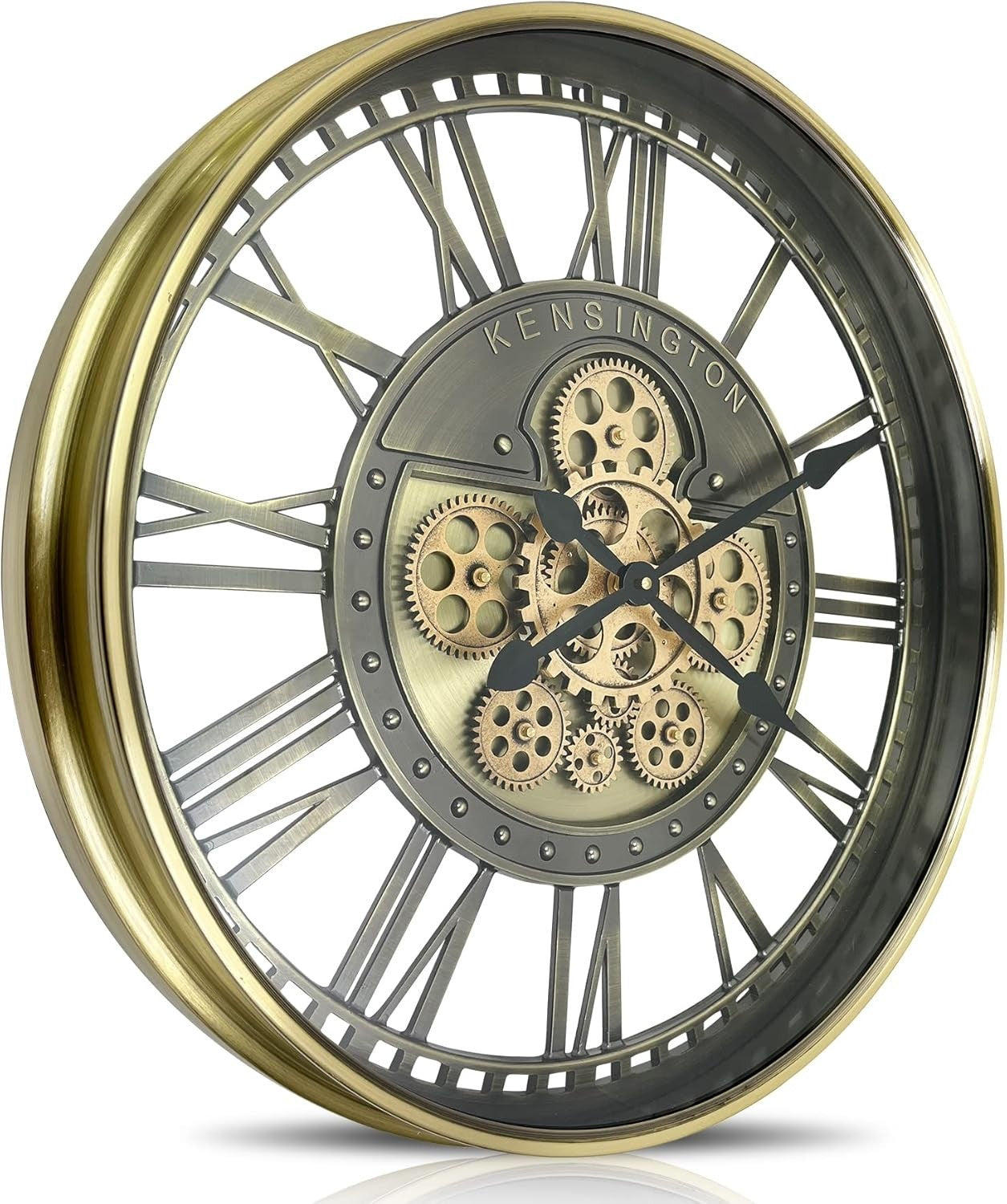 Steampunk Wall Clock 53cm Bronze Silent Gears Metal Roman Vintage