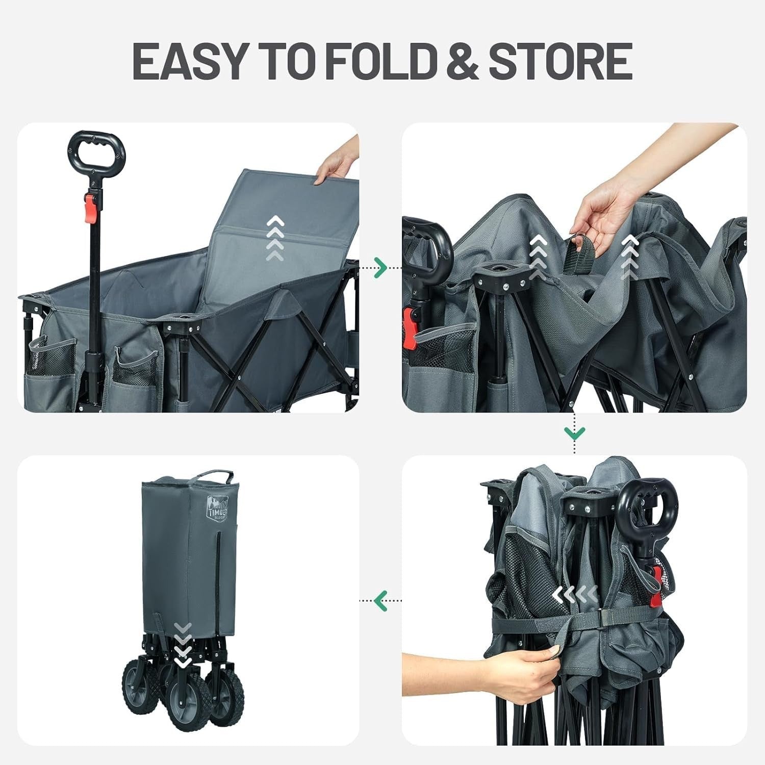 Grey 200L Folding Camping Wagon Heavy Duty Festival Trolley 100kg Adjustable